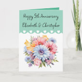 Happy 5. Jubiläum Blume grün Karte (Vorderseite)