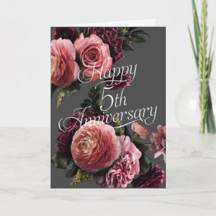 Happy 5. Jubiläum Elegante Blumengeschichte Karte