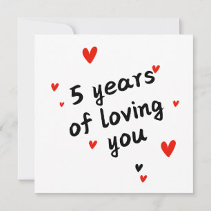 Happy 5 Year Jubiläumskarte - Liebe & Herz Feiertagskarte