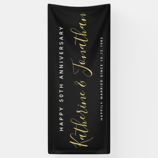 Happy 5oth Wedding Anniversary Gold Custom Banner (Vertikal)