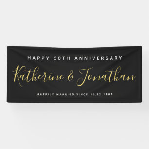 Happy 5oth Wedding Anniversary Gold Custom Banner