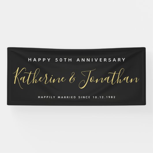 Happy 5oth Wedding Anniversary Gold Custom Banner (Horizontal)