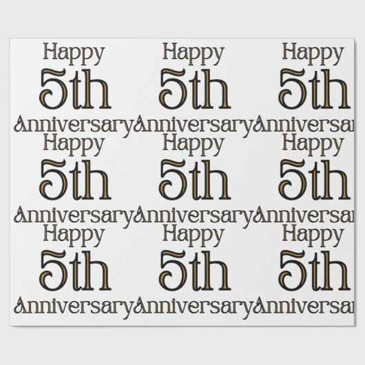 Happy 5th Anniversary Wrapping Paper Geschenkpapier (Flach)