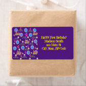 Happy 5th Birthday Address Labels, Gelb & Lila (Insitu)