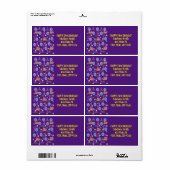 Happy 5th Birthday Address Labels, Gelb & Lila (Vorne)