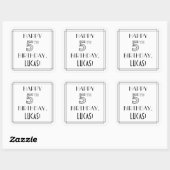 HAPPY 5TH BIRTHDAY, Art Deco Style, Custom Name Quadratischer Aufkleber (Blatt)