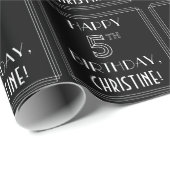 HAPPY 5TH BIRTHDAY; Art Deco Style w/ Custom Name Geschenkpapier (Rolleneckpunkt)