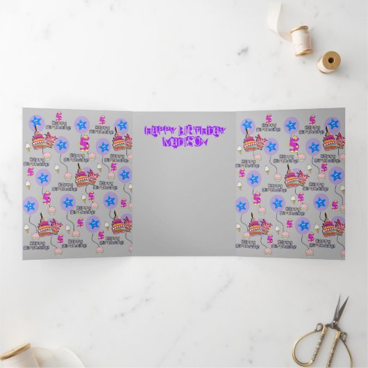 Happy 5th Birthday Card, #5 Dreifach Gefaltete Karte (Innenseite)