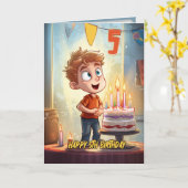 Happy 5th Birthday Card for Boys Karte (Gelbe Blume)