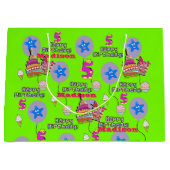 Happy 5th Birthday Geschenktasche #5 Green Große Geschenktüte (Vorderseite)