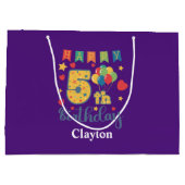 Happy 5th Birthday Große Geschenktasche Geschenktüte (Rückseite)