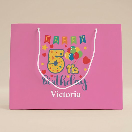 Happy 5th Birthday Große Geschenktasche Geschenktüte