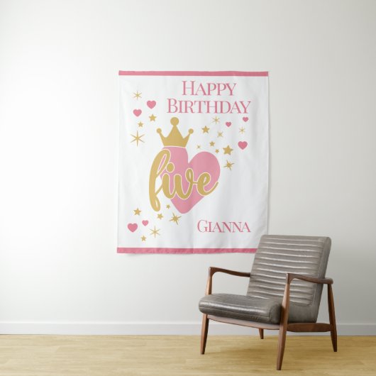 Happy 5th Birthday Personalized  Wandteppich (Beispiel)