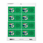 Happy 5th Birthday Round Soccer Goal Labels (Vorne)
