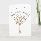 Happy 5th Wedding Anniversary, wood heart tree Karte (Vorderseite)