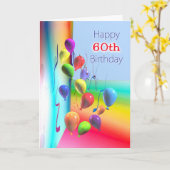 Happy 60. Geburtstag Balloon Wall Karte (Gelbe Blume)