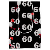 Happy 60. Geburtstag Balloons Mittlere Geschenktas Mittlere Geschenktüte (Rückseite)