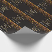 Happy 60. Geburtstag Black and Gold Glitzer Geschenkpapier (Ecke)