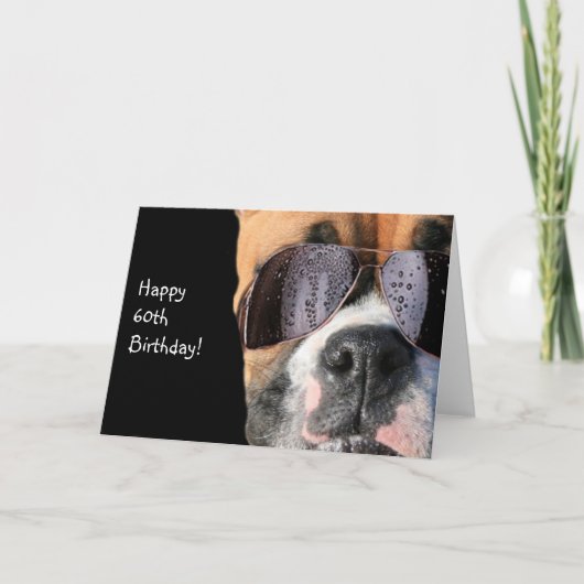 Happy 60. Geburtstag Cool Boxer Dog Grußkarte Karte (Vorderseite)