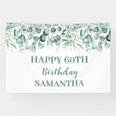 Happy 60. Geburtstag Eukalyptus Botanisch Rustikal Banner (Horizontal)