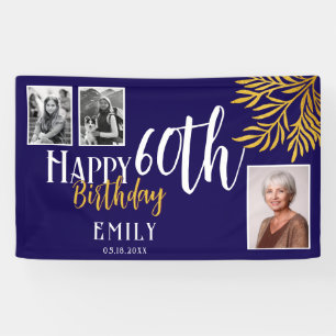 Happy 60. Geburtstag Gold Laub 3 Foto Hintergrund Banner
