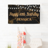 Happy 60. Geburtstag Lights Gold Black Banner (Insitu)