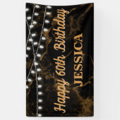 Happy 60. Geburtstag Lights Gold Black Banner (Vertikal)