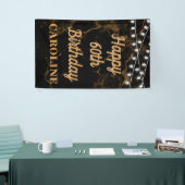 Happy 60. Geburtstag Lights Gold Black Vertikal Banner (Messeveranstaltung)