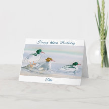 Happy 60. Geburtstag Merganser Goosander Bird Card