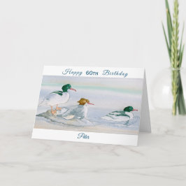 Happy 60. Geburtstag Merganser Goosander Bird Card Karte