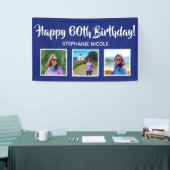 Happy 60. Geburtstag Navy Blue Personalisierte Fot Banner (Messeveranstaltung)