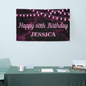 Happy 60. Geburtstag Pink Lights Black Banner (Messeveranstaltung)