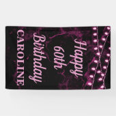 Happy 60. Geburtstag Pink Lights Black Banner (Horizontal)