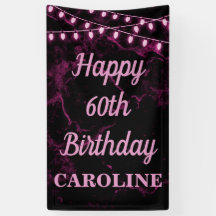 Happy 60. Geburtstag Pink Lights Black