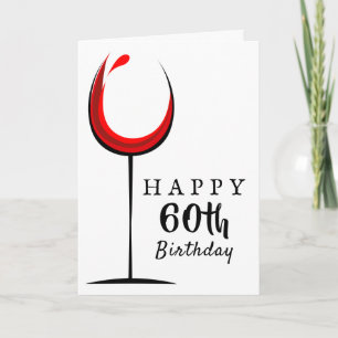 Happy 60. Geburtstag Roter Wein Glas Geburtstagska Karte