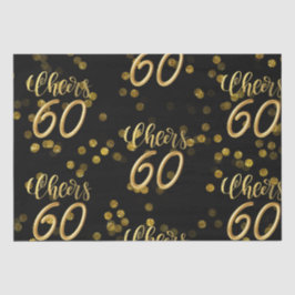 Happy 60. Geburtstag Schwarz und Gold Thema Seidenpapier