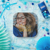 Happy 60. Geburtstag Script Personalisiertes Foto Pappteller (Party)