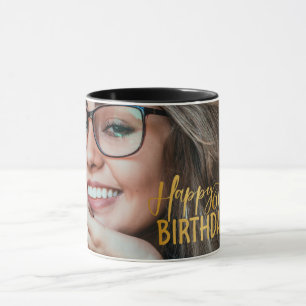 Happy 60. Geburtstag Script Personalisiertes Foto Tasse
