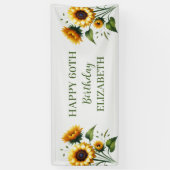 Happy 60. Geburtstag Sonnenblumen Gelbe Blumen Banner (Vertikal)