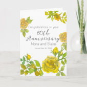 Happy 60 Jahre Yellow Roses Individuelle Name Karte (Vorderseite)