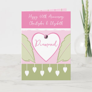 Happy 60. Jubiläum fügen Sie Namen pink grün Karte
