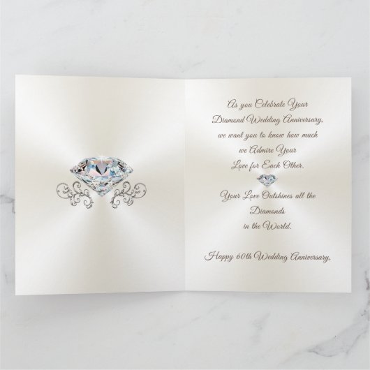 Happy 60th Anniversary Card Diamond, 2 Love Birds Karte (Innenseite)
