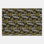 Happy 60th Birthday Black Gold Foliage Photo  Geschenkpapier Set (Vorderseite 3)