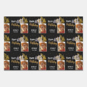 Happy 60th Birthday Black Gold Foliage Photo  Geschenkpapier Set (Vorderseite 2)