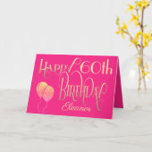 Happy 60th Birthday Name Decorative Script Gold Karte (Gelbe Blume)