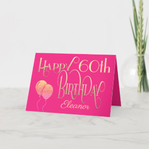 Happy 60th Birthday Name Decorative Script Gold Karte