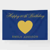 Happy 60th Birthday Navy Banner with Custom Text (Horizontal)