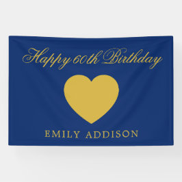 Happy 60th Birthday Navy Banner with Custom Text