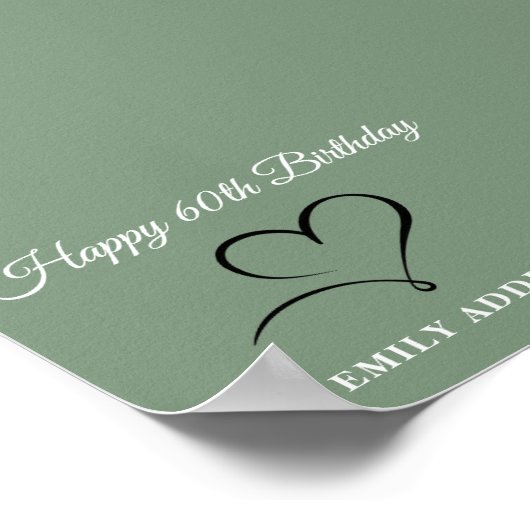 Happy 60th Birthday Poster with Custom Text Option (Ecke)