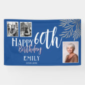 Happy 60th Birthday Silver Foliage 3 Photo  Banner (Horizontal)